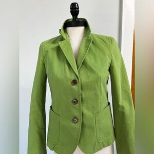 J CREW Spring Green Brushed Cotton Blazer Small 3 Button Lined Office Casual